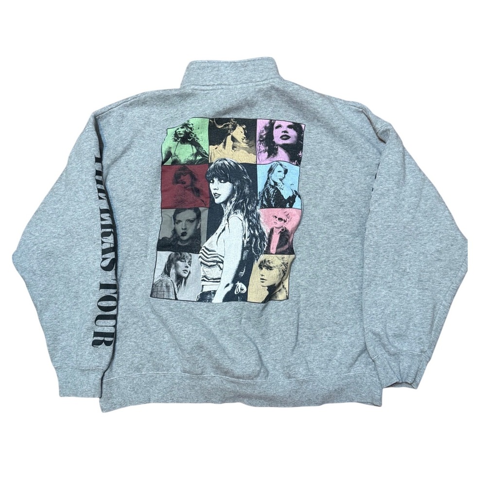 Taylor Swift The Eras Tour Quarter Zip Sweatshirt in Gray Size Large